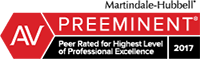 Martindale-Hubbell | AV Preeminent | Peer Rated for Highest Level of Professional Excellence | 2017